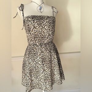 Polly Leopard Print Strapless Dress Size 6, Fully Lined